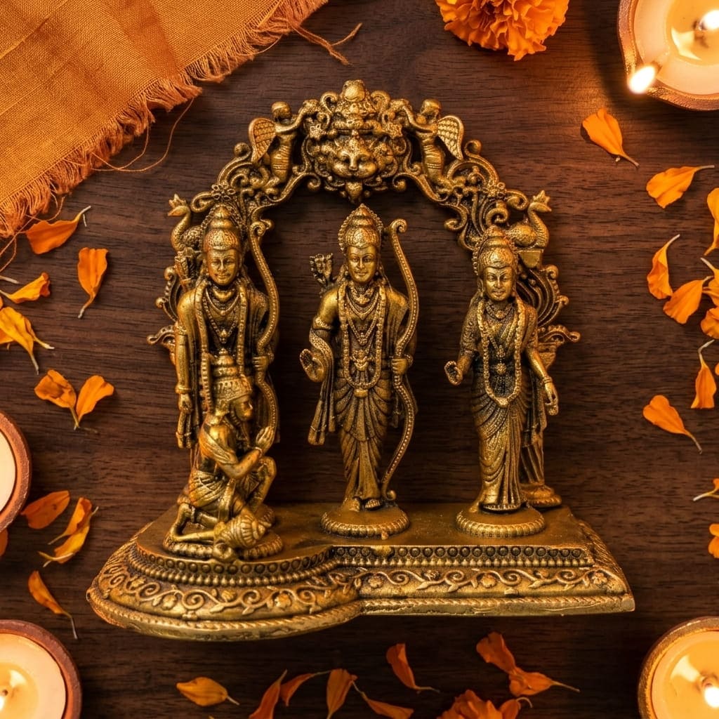 Ram Darbar Brass Murti 5 Inch – Handmade Pure Brass Idol
