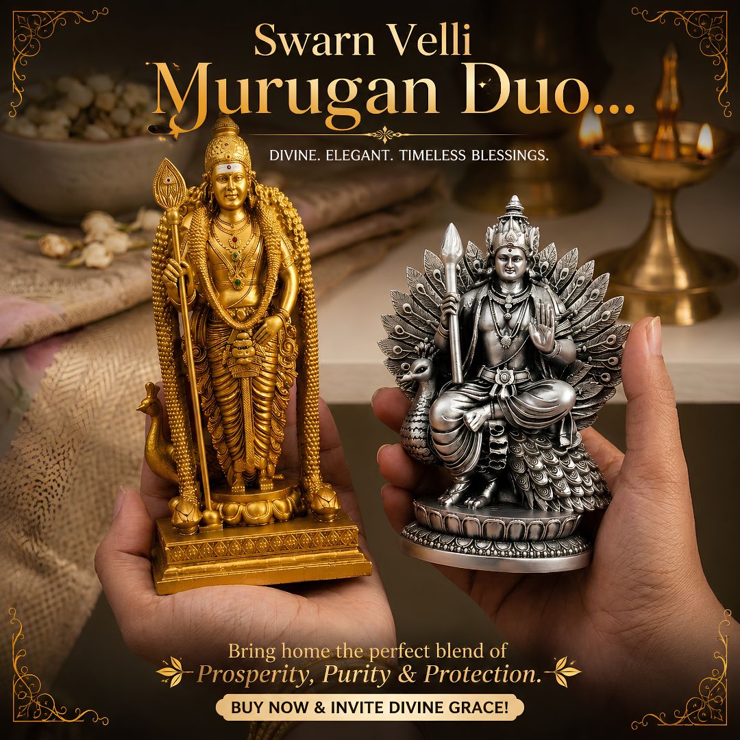 Skanda Shakti Jodi – Murugan on Peacock Throne & Vel Murugan 