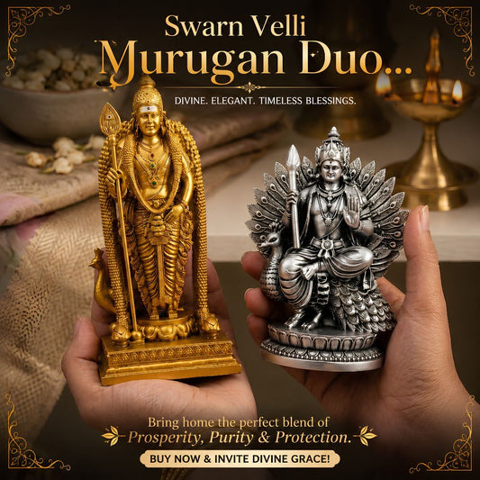 Skanda Shakti Jodi – Murugan on Peacock Throne & Vel Murugan 
