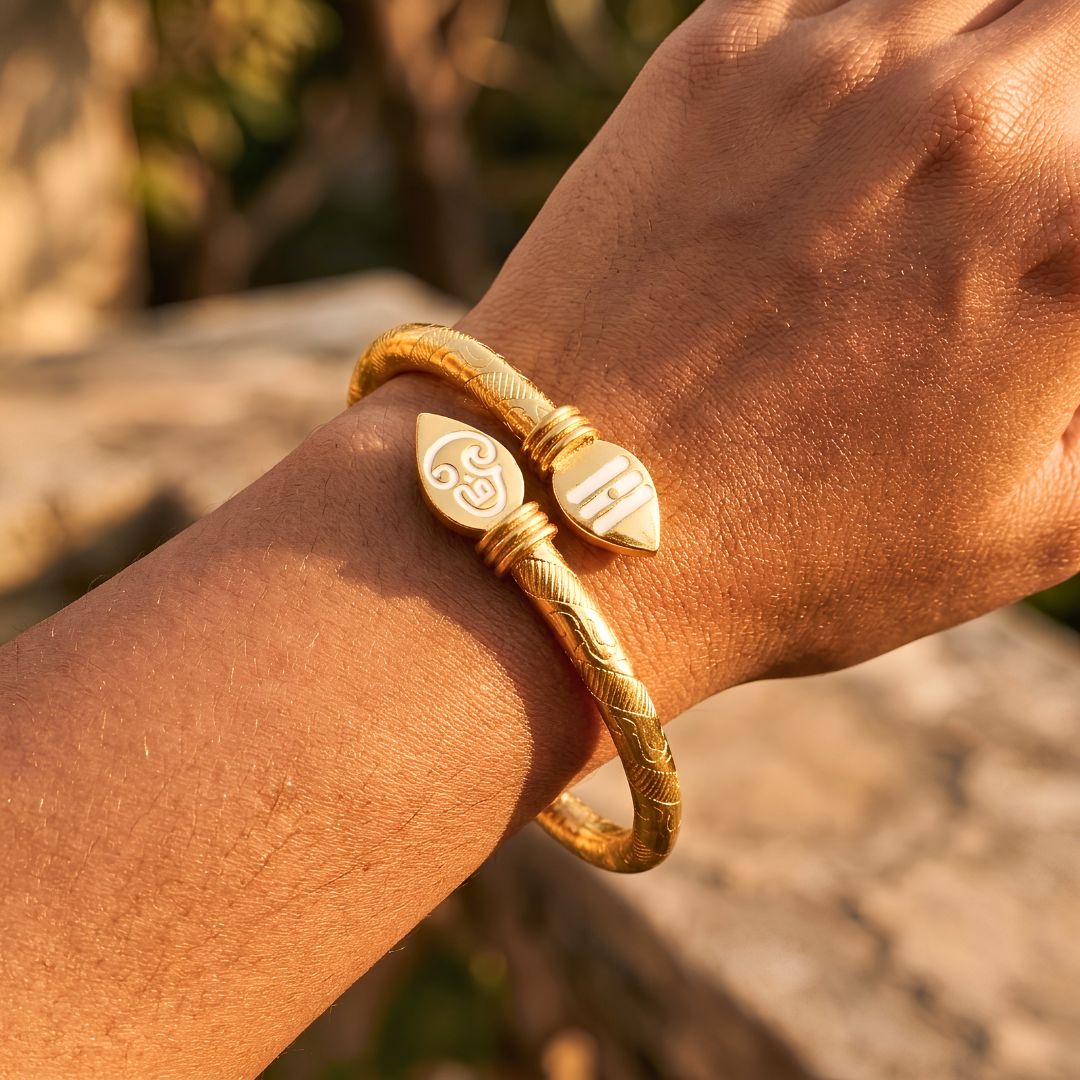 Murugan Vel  Kada Golden | Pure Brass Spiritual Kapu for Strength, Courage & Protection