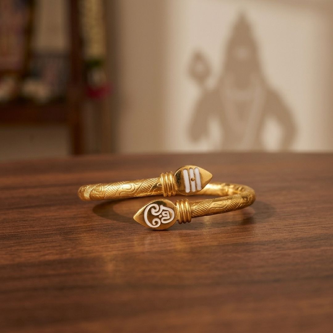 Murugan Vel  Kada Golden | Pure Brass Spiritual Kapu for Strength, Courage & Protection