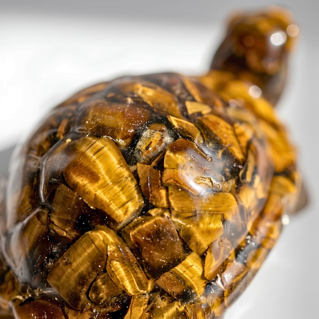 The Royal Drishti: Golden Tiger Eye Prosperity Turtle