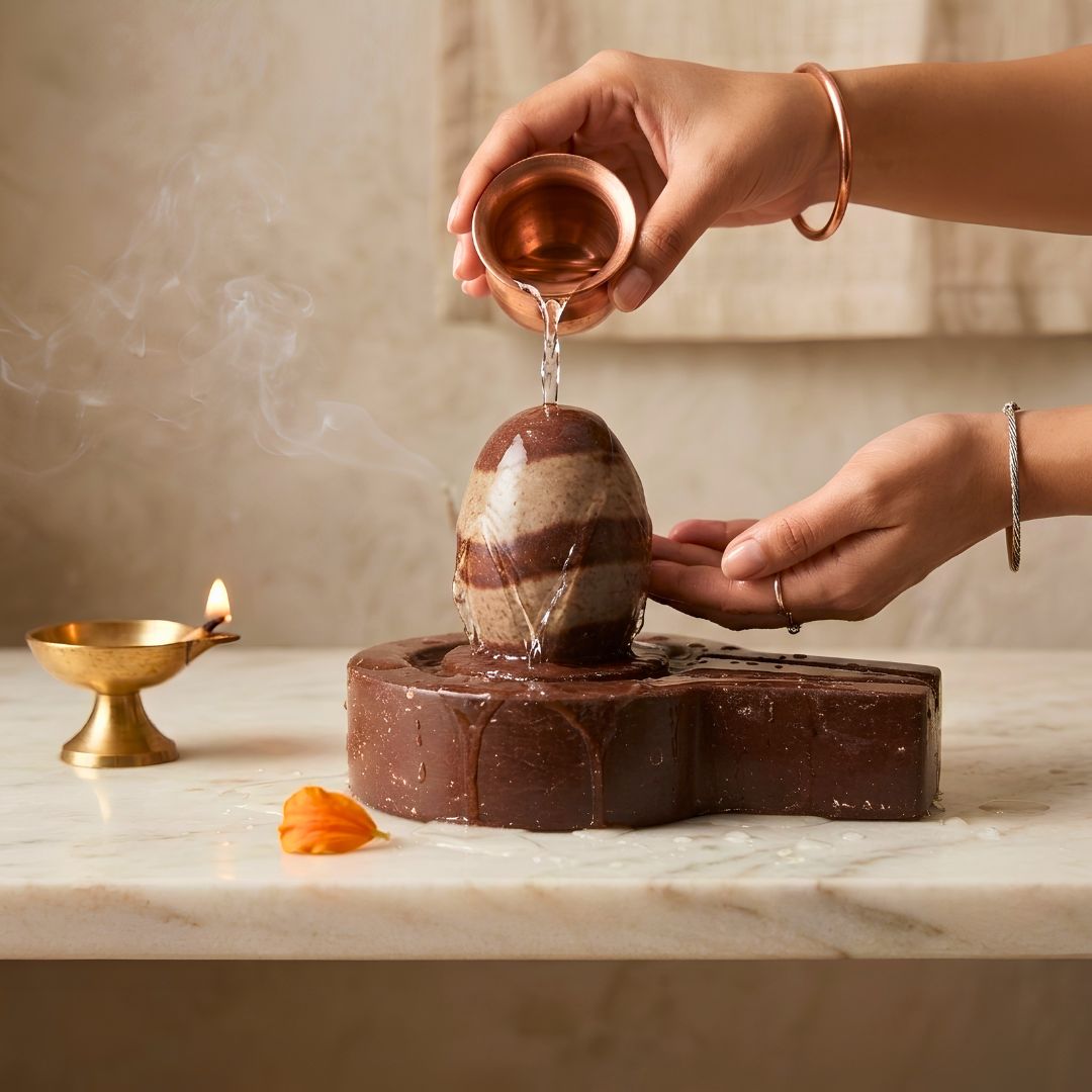 Sacred River-Sourced Narmadeshwar Shivling & Jaladhari