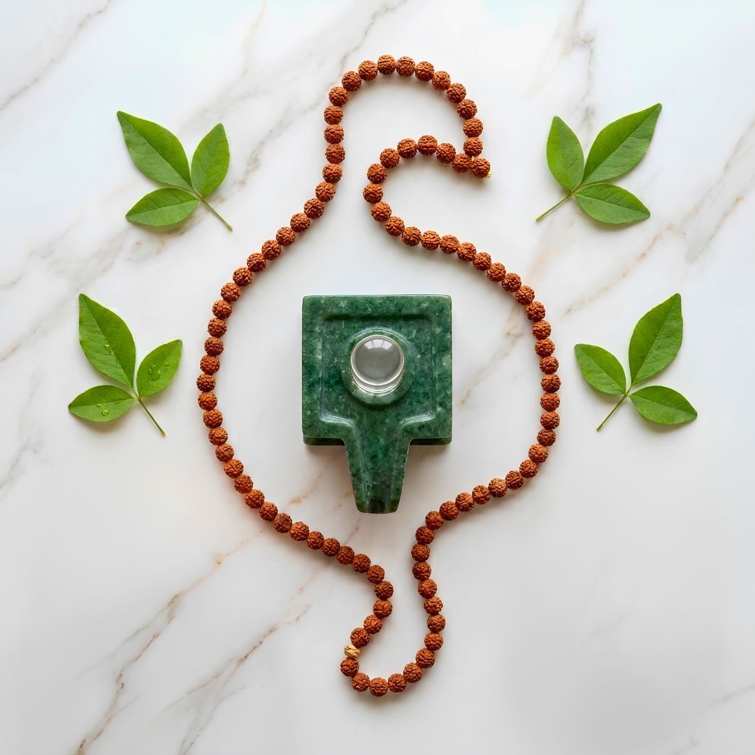 Sphatik Shivling on Green Jade Base – Pooja & Vastu Crystal