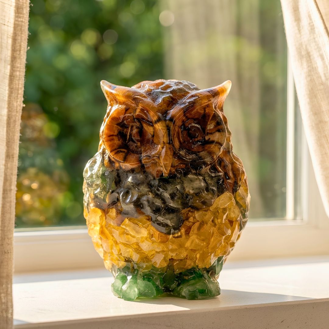 Orgone Gemstone Owl Figurine for Wealth & Vastu