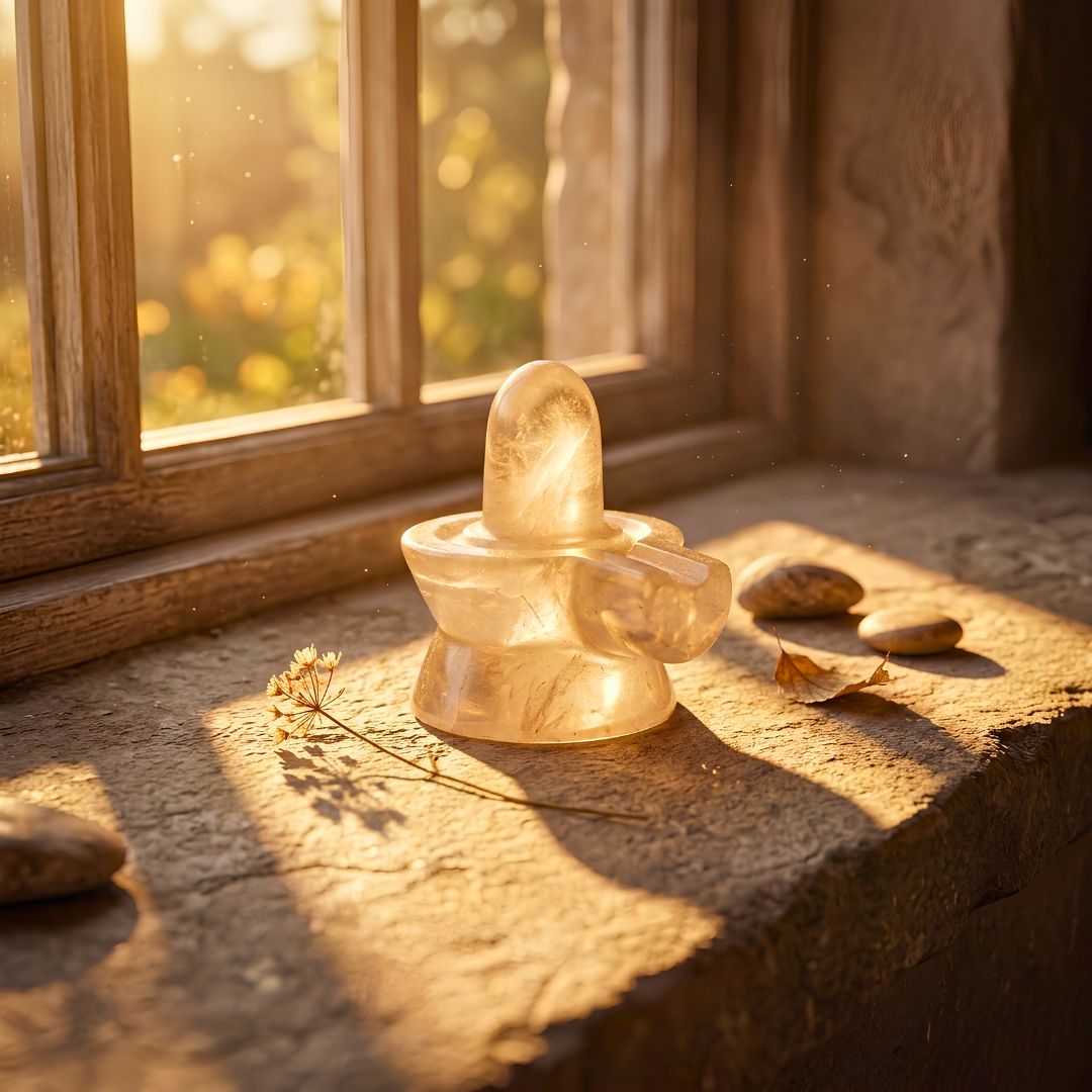 Natural Moonstone Shivling with Integrated Jaladhari