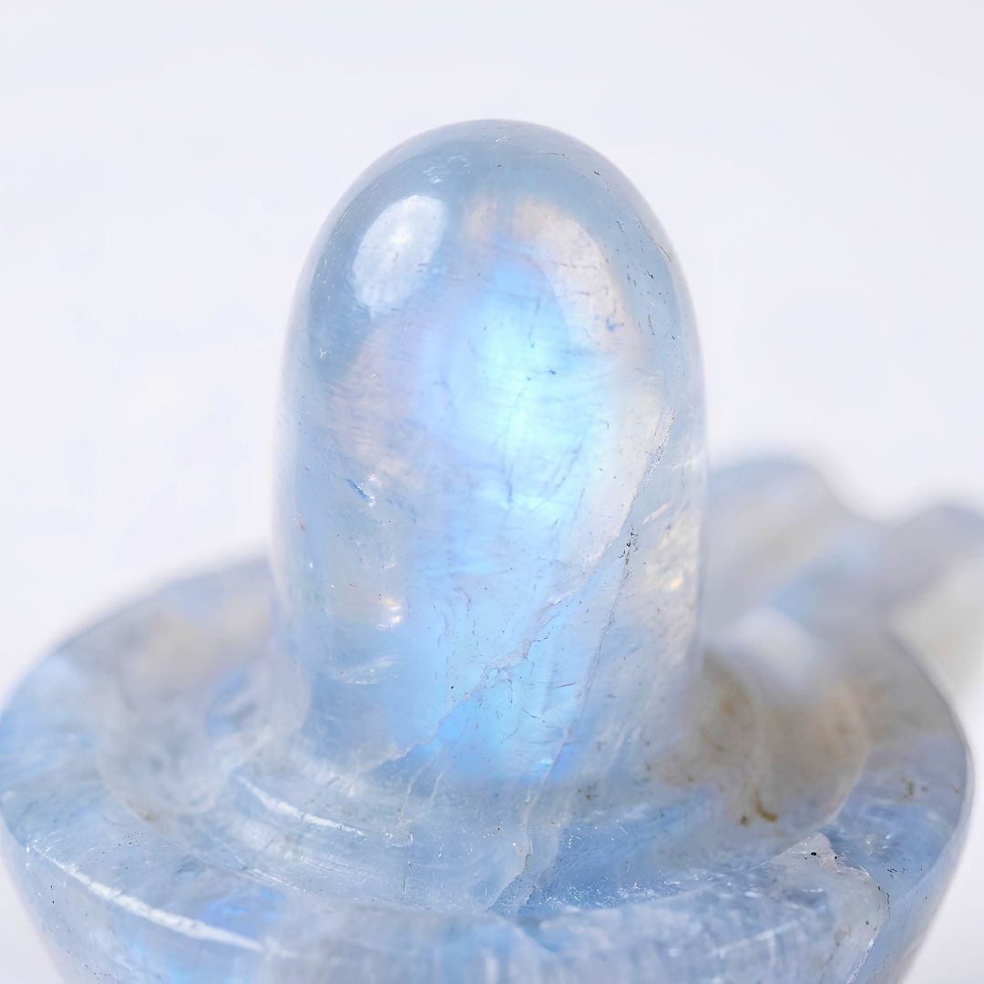 Natural Moonstone Shivling with Integrated Jaladhari
