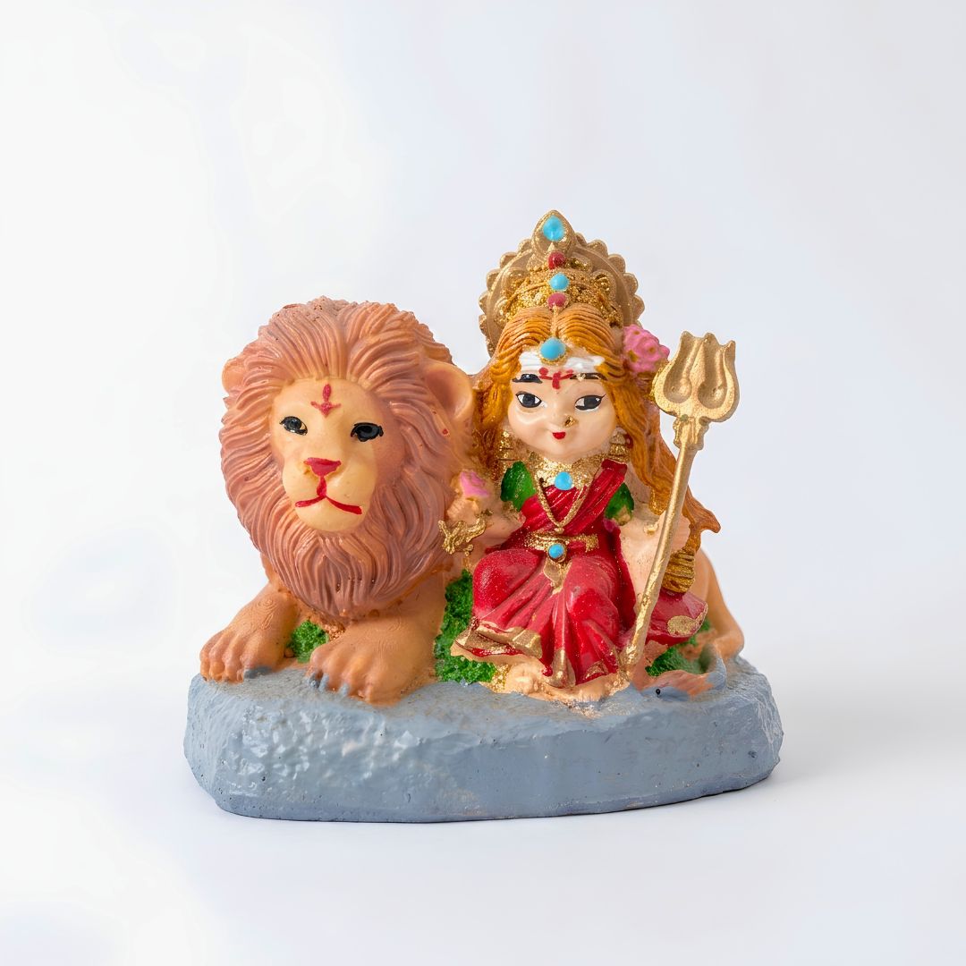 Handcrafted Divine Maa Durga Statue with Lion & Trishul