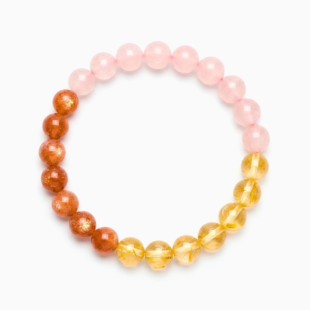Surya Love & Success Bracelet – Sunstone, Rose Quartz & Citrine for Relationships & Confidence