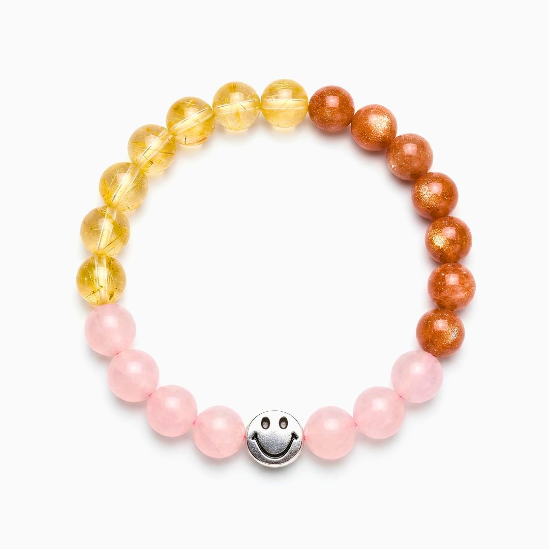 Joy & Abundance Gemstone Bracelet | Real Citrine, Sunstone & Rose Quartz Bead Stretch Bracelet