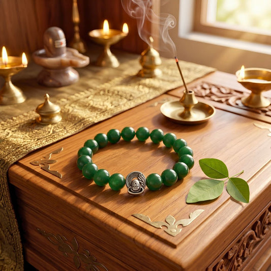 Shivling Shakti Aventurine Bracelet – Green Aventurine Lucky Stone for Men & Women