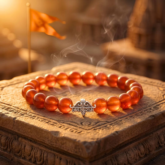 Jai Shree Ram Carnelian Bracelet – Natural Red Carnelian for Courage, Energy & Devotion