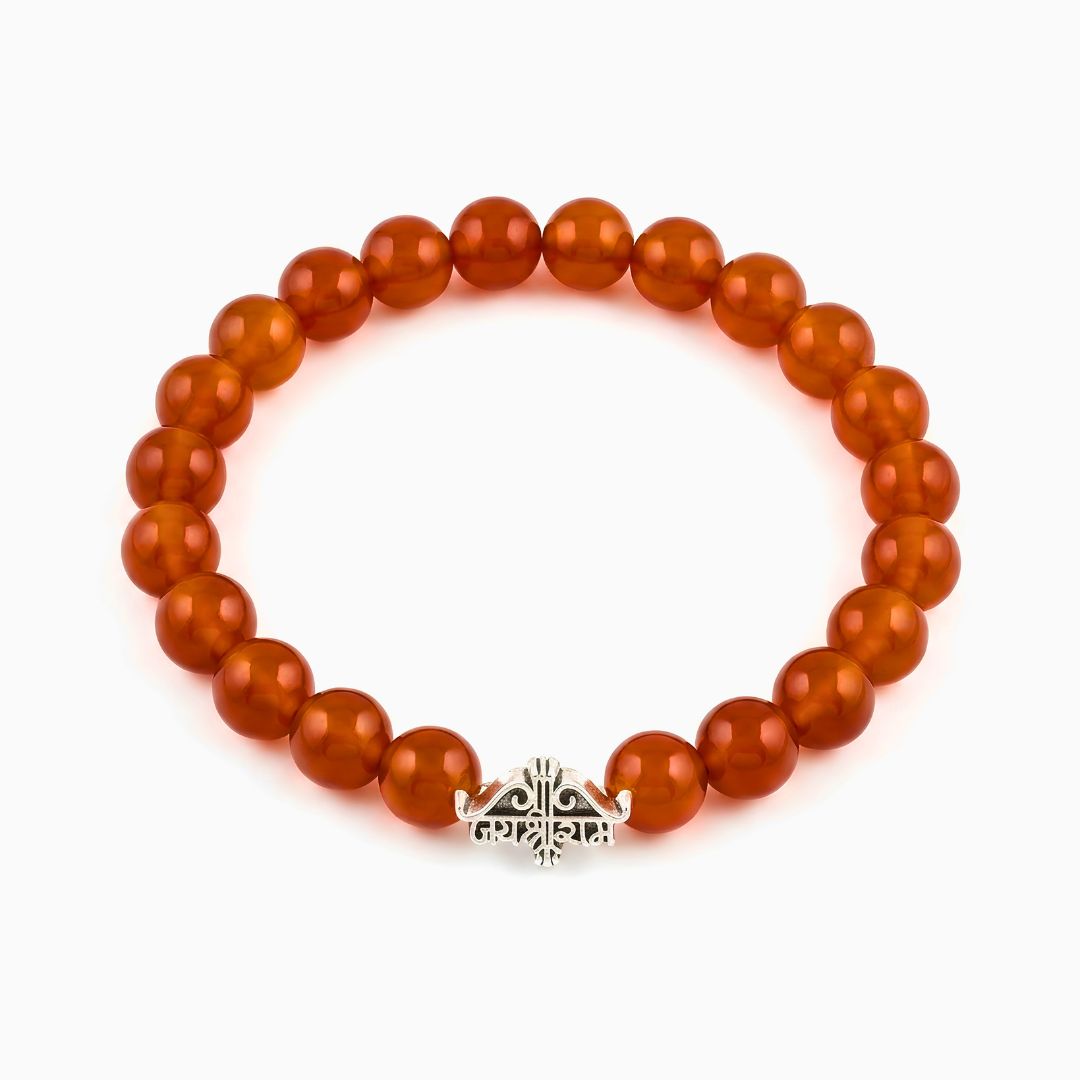 Jai Shree Ram Carnelian Bracelet – Natural Red Carnelian for Courage, Energy & Devotion