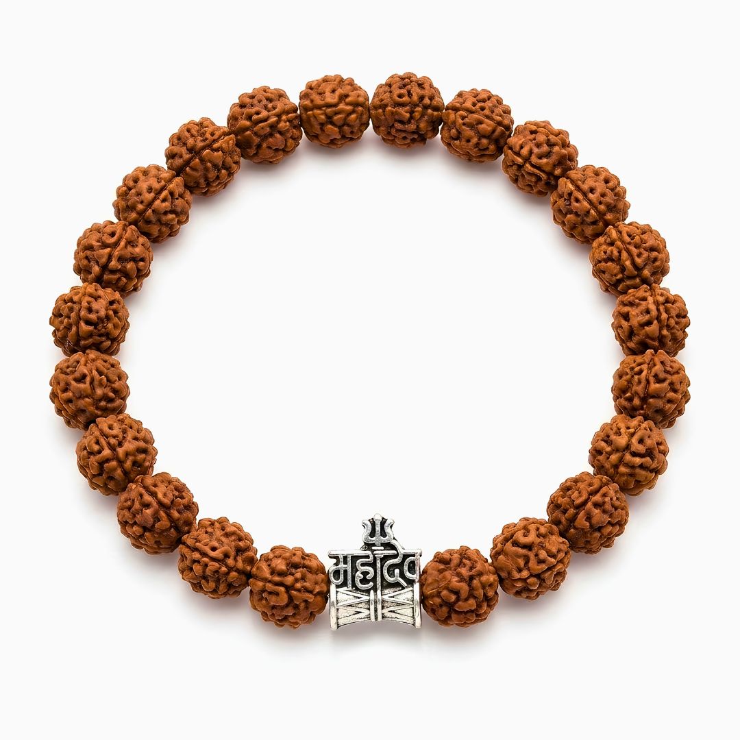 Mahadev Rudra Shakti Bracelet – Original Rudraksha with Damru-Trishul Charm