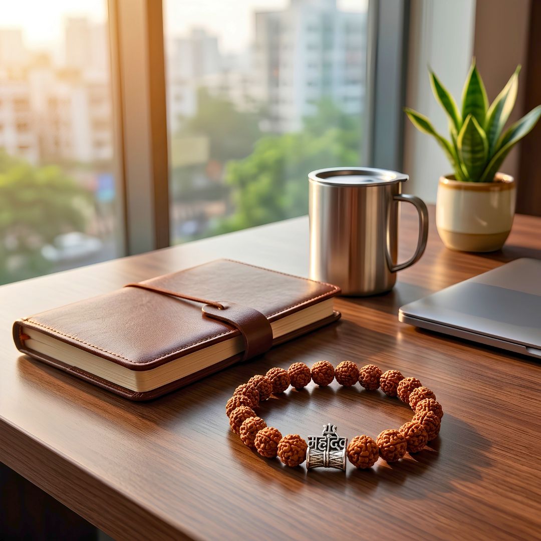 Mahadev Rudra Shakti Bracelet – Original Rudraksha with Damru-Trishul Charm
