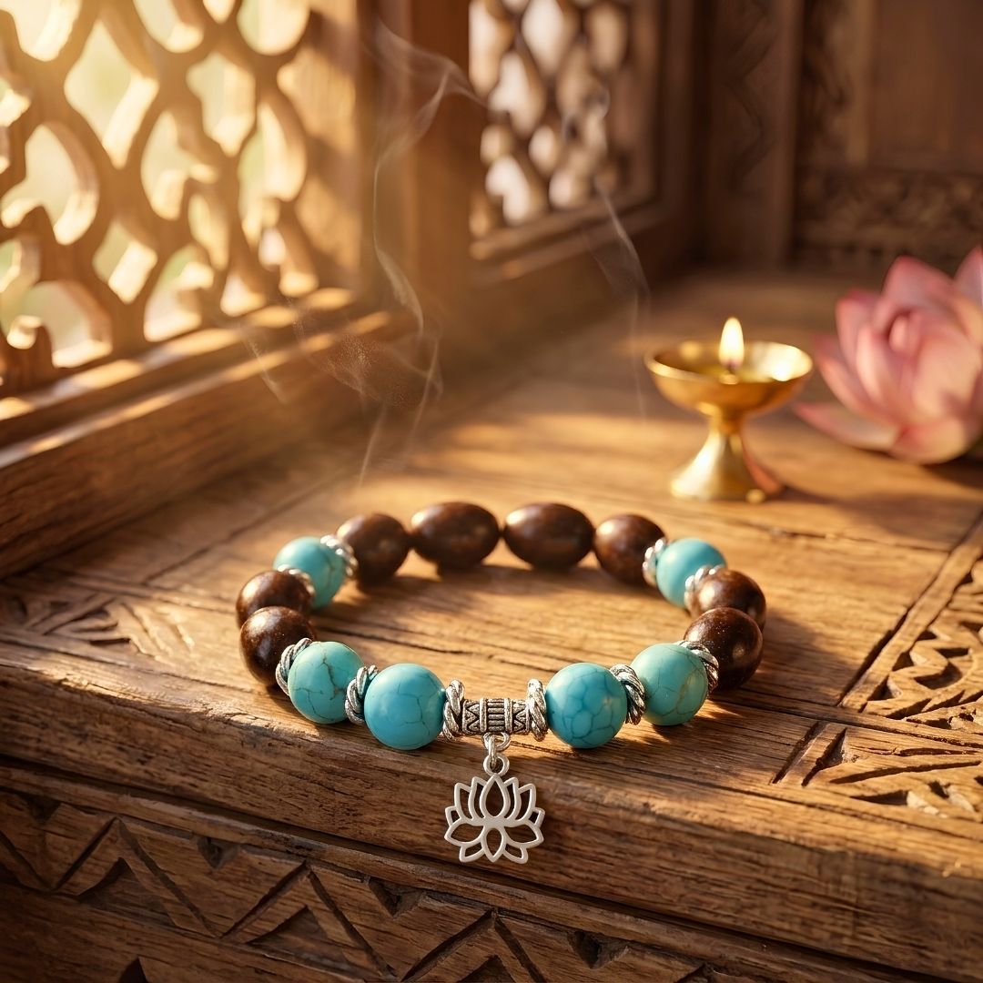 Guru Kamal Gatta Turquoise (Firoja) Bracelet – Lotus Seed for Luck & Protection