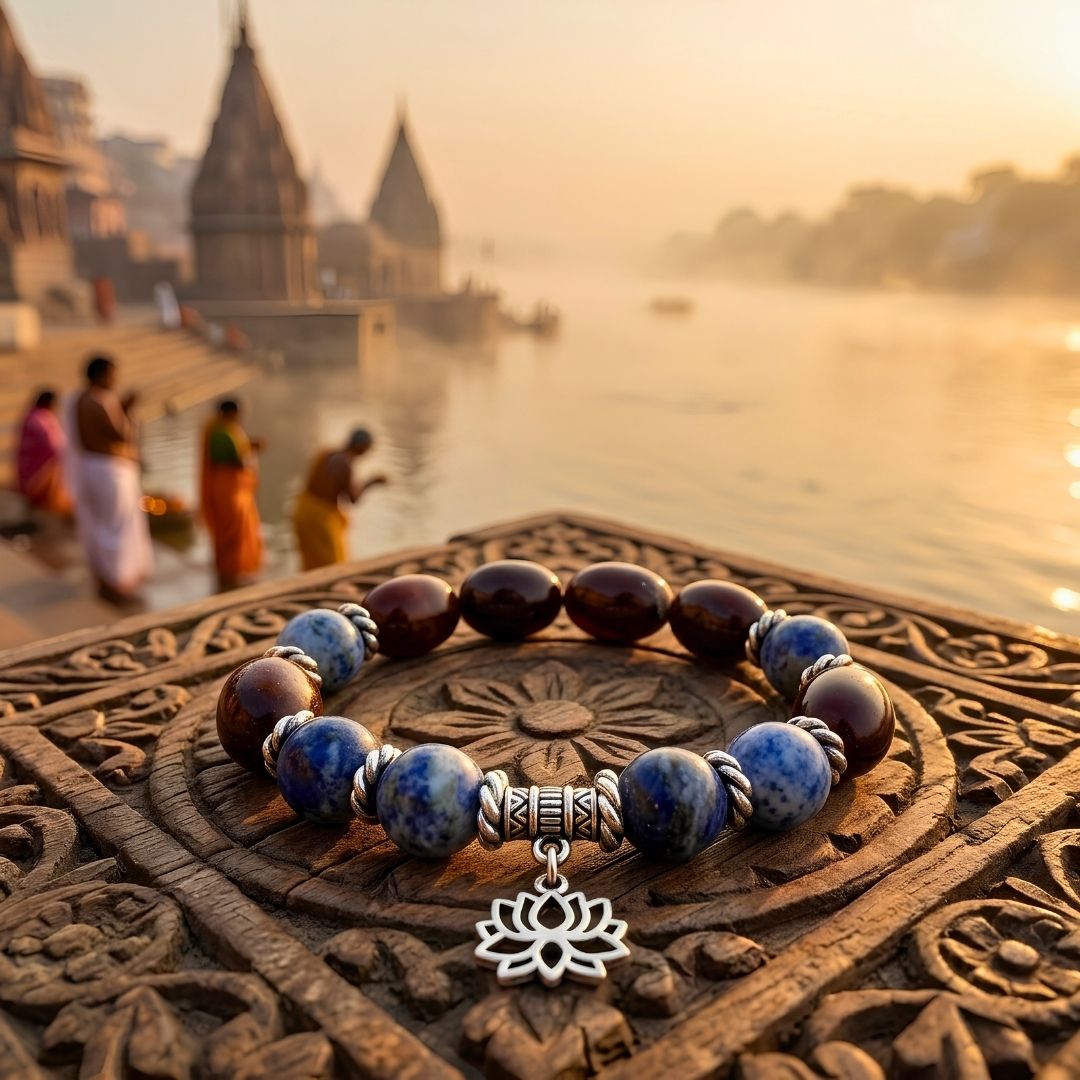 Saraswati Kamal Gatta Lapis Lazuli Bracelet – Lotus Seed for Wisdom & Focus
