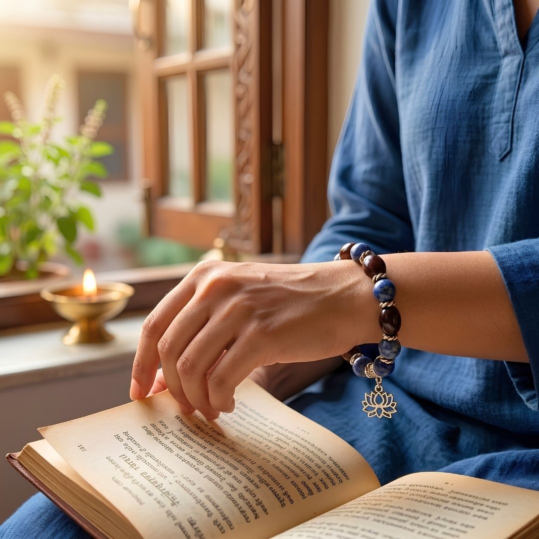 Saraswati Kamal Gatta Lapis Lazuli Bracelet – Lotus Seed for Wisdom & Focus