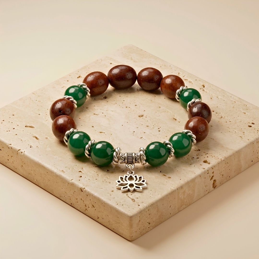 Lakshmi Kamal Gatta Green Jade Bracelet – Lotus Seed for Luck & Prosperity