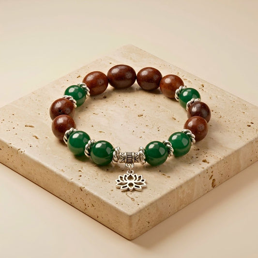Lakshmi Kamal Gatta Green Jade Bracelet – Lotus Seed for Luck & Prosperity