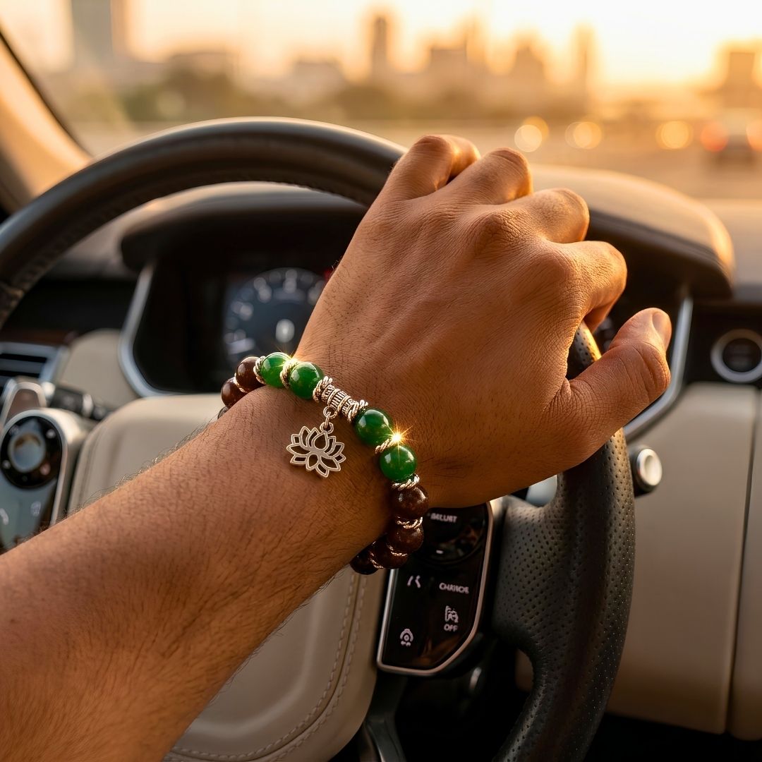 Lakshmi Kamal Gatta Green Jade Bracelet – Lotus Seed for Luck & Prosperity