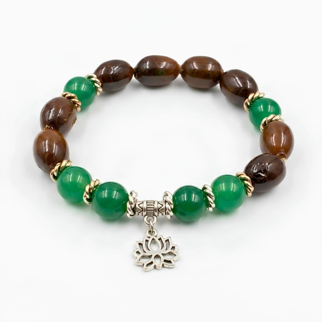 Kubera Kamal Gatta Green Aventurine Bracelet – Lotus Seed for Luck & Opportunity