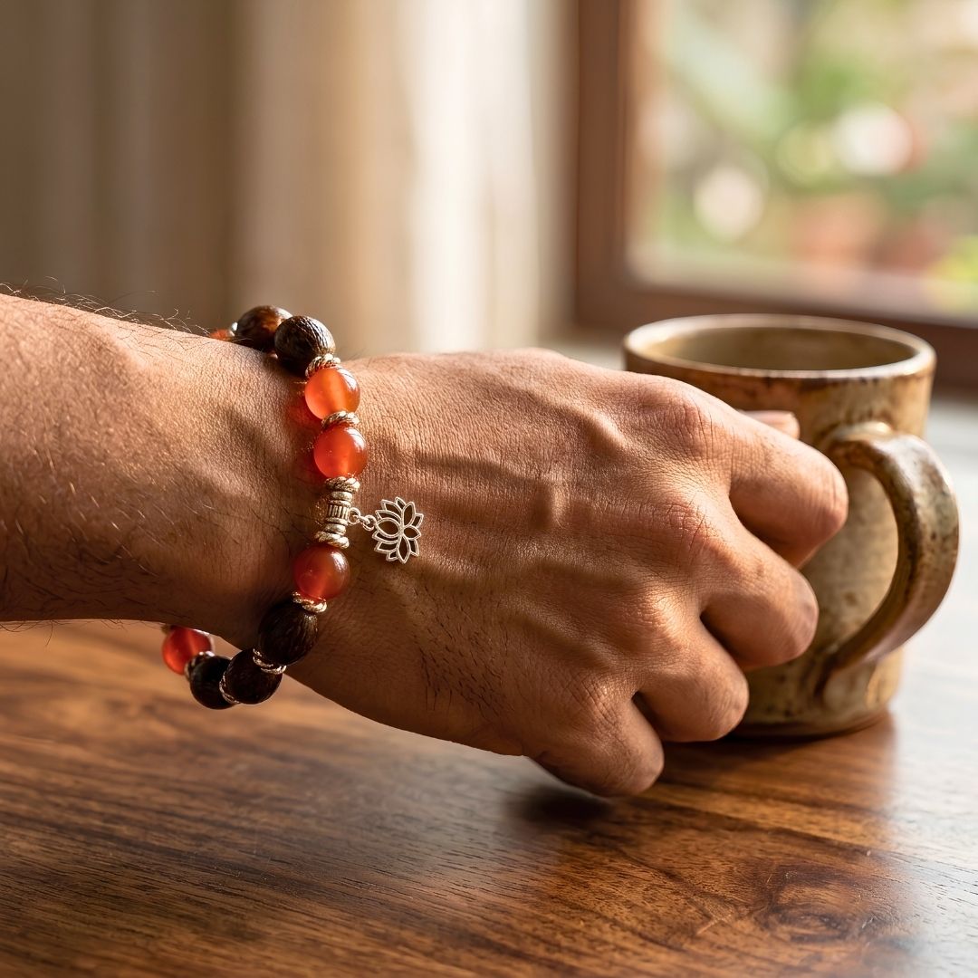 Mangal Kamal Gatta Red Carnelian Bracelet – Lotus Seed for Energy & Vitality