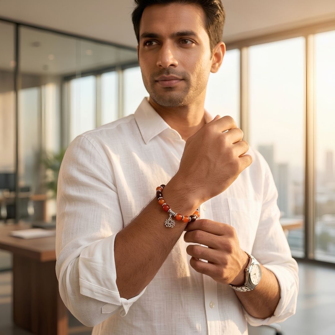 Mangal Kamal Gatta Red Carnelian Bracelet – Lotus Seed for Energy & Vitality