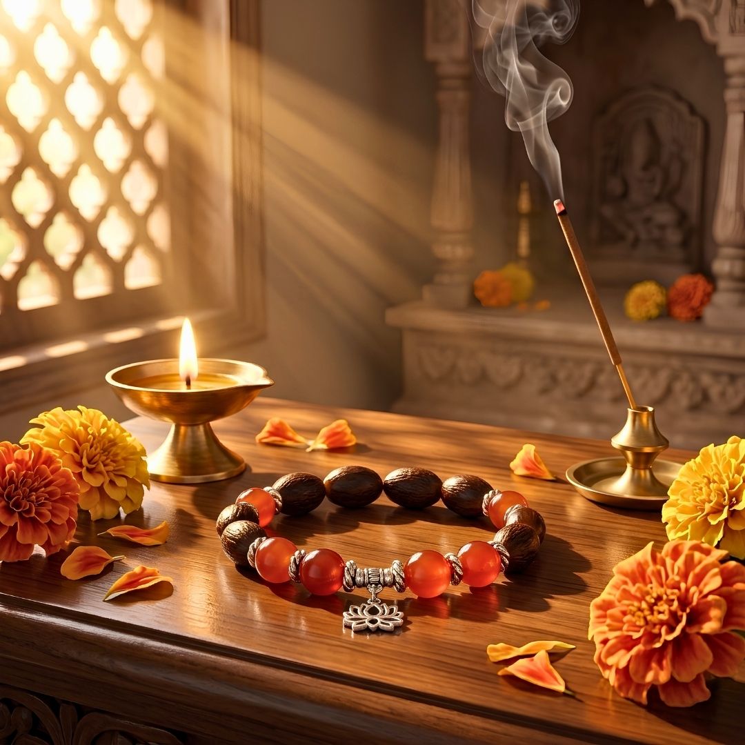 Mangal Kamal Gatta Red Carnelian Bracelet – Lotus Seed for Energy & Vitality