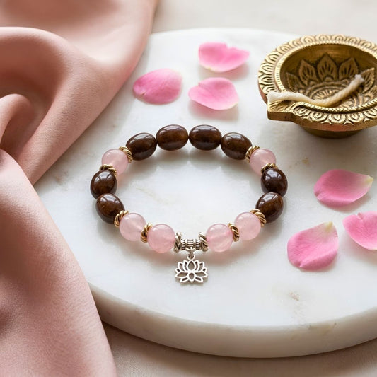 Radha-Krishna Kamal Gatta Rose Quartz Bracelet – Lotus Seed for Love & Harmony