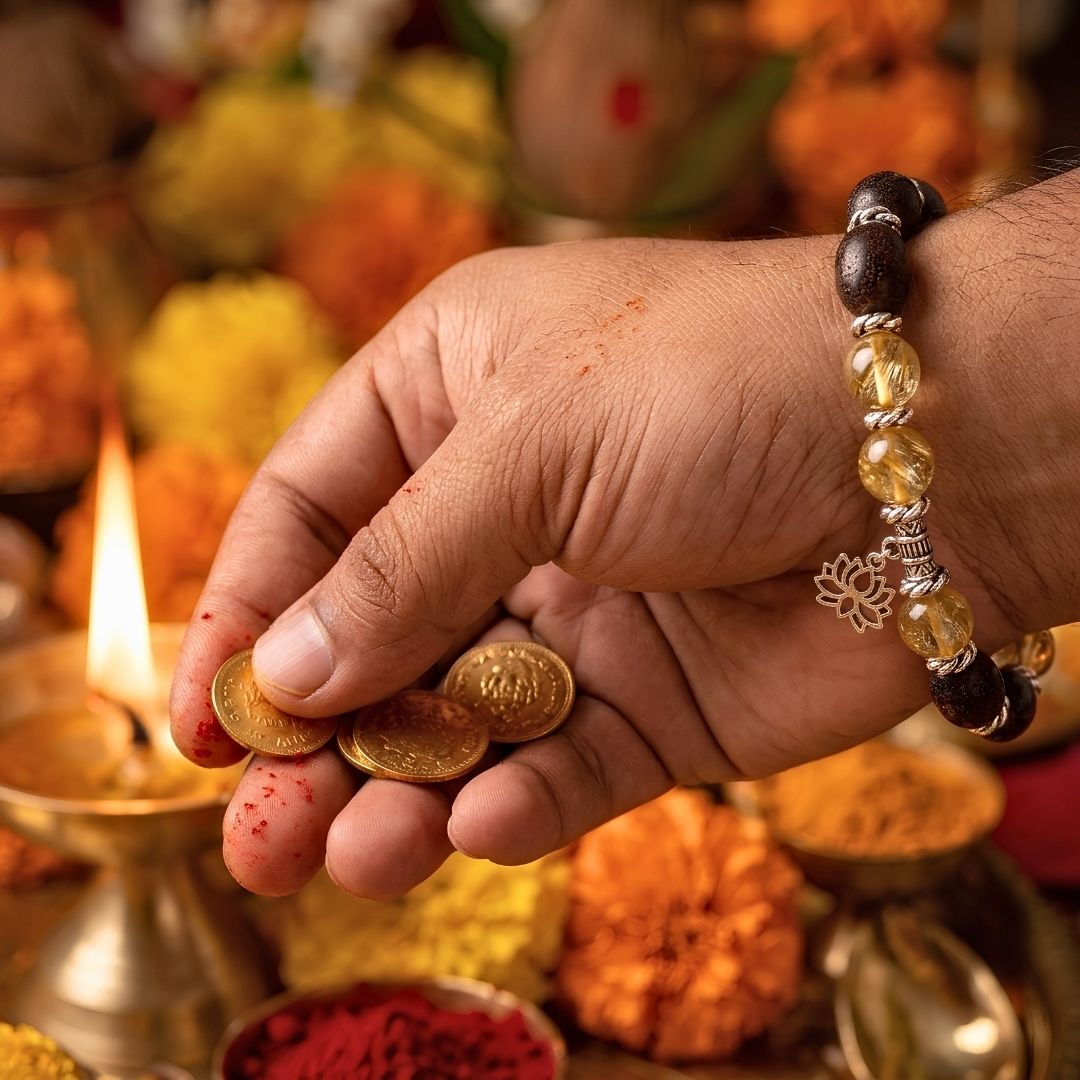 Dhan Lakshmi Kamal Gatta Citrine Bracelet – Lotus Seed for Wealth & Success