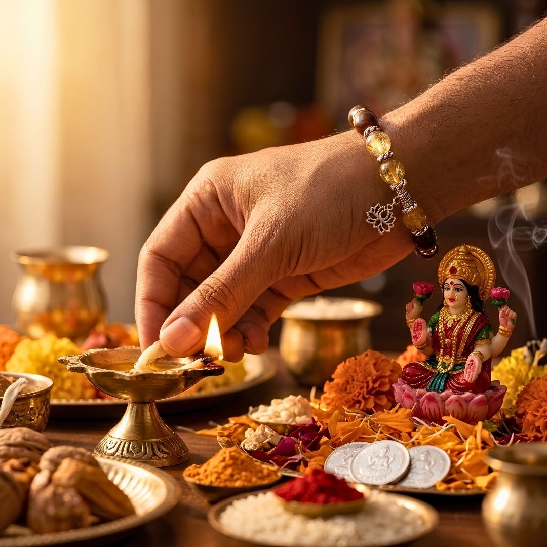 Dhan Lakshmi Kamal Gatta Citrine Bracelet – Lotus Seed for Wealth & Success