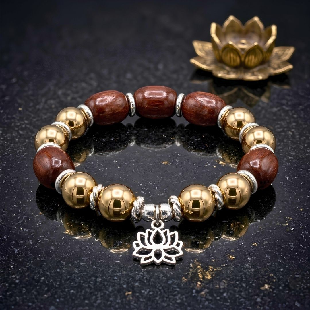 Kubera Kamal Gatta Golden Hematite Bracelet – Lotus Seed for Grounding & Wealth