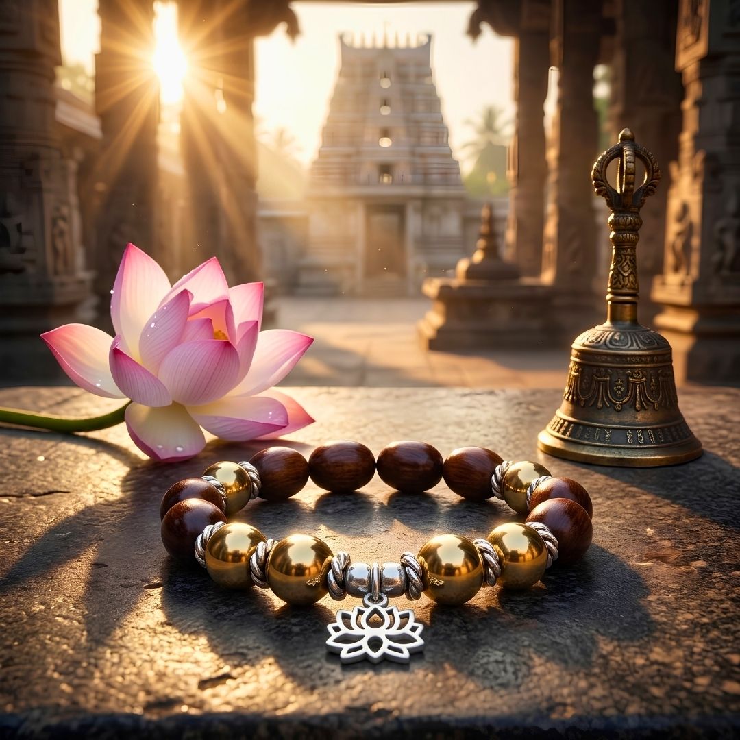 Kubera Kamal Gatta Golden Hematite Bracelet – Lotus Seed for Grounding & Wealth
