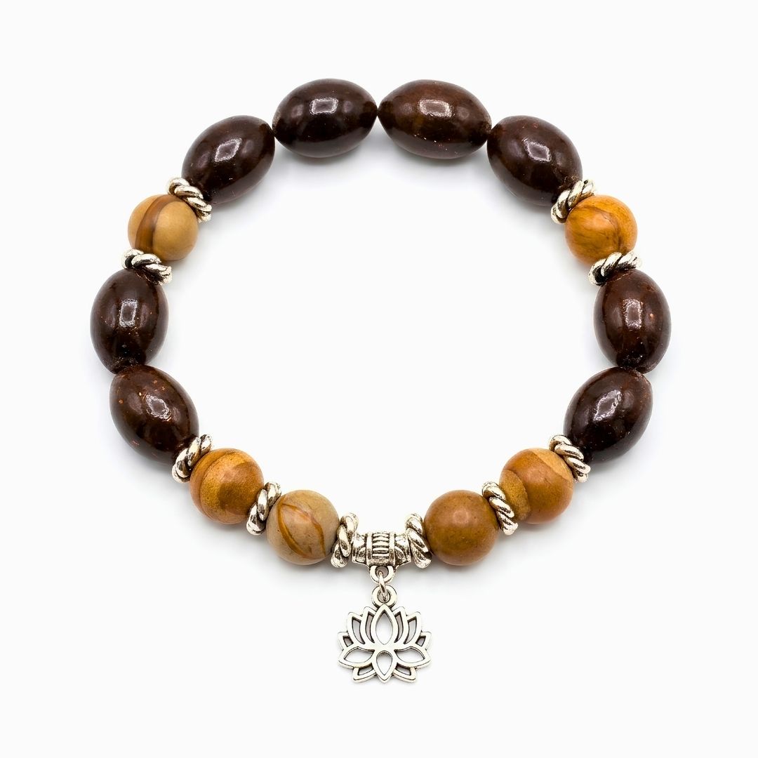Prithvi Kamal Gatta Camel Jasper Bracelet – Lotus Seed for Stability & Grounding