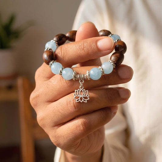 Varuna Kamal Gatta Aquamarine Bracelet – Lotus Seed for Calm & Clarity