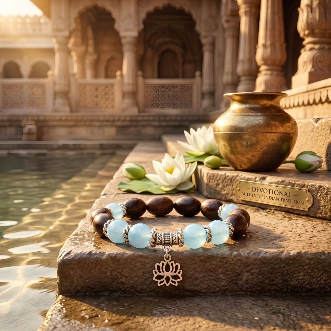 Varuna Kamal Gatta Aquamarine Bracelet – Lotus Seed for Calm & Clarity