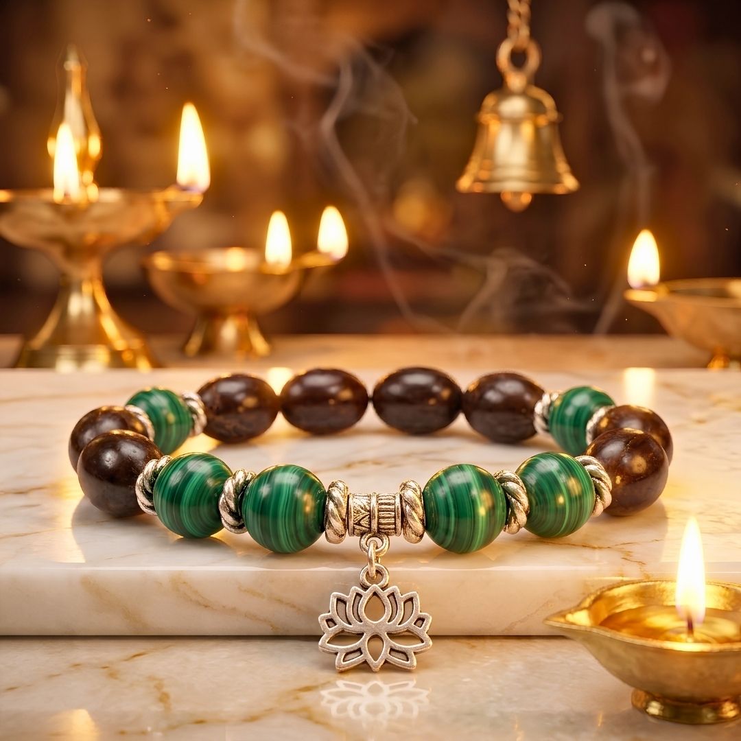 Kali Kamal Gatta Malachite Bracelet – Lotus Seed for Protection & Transformation