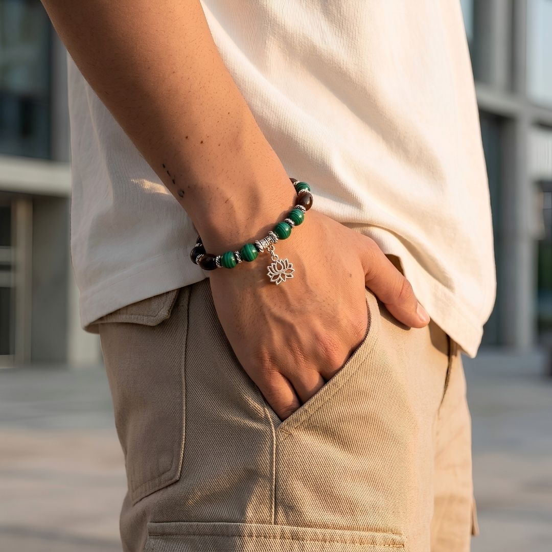 Kali Kamal Gatta Malachite Bracelet – Lotus Seed for Protection & Transformation