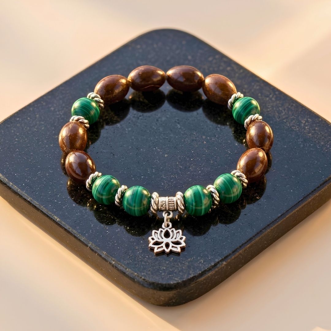 Kali Kamal Gatta Malachite Bracelet – Lotus Seed for Protection & Transformation