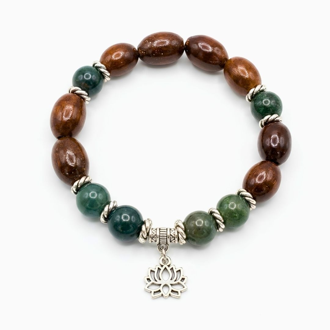 Durga Kamal Gatta Bloodstone Bracelet – Lotus Seed for Strength & Vitality
