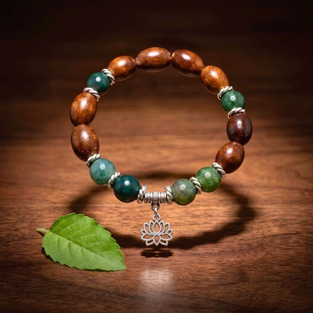 Durga Kamal Gatta Bloodstone Bracelet – Lotus Seed for Strength & Vitality