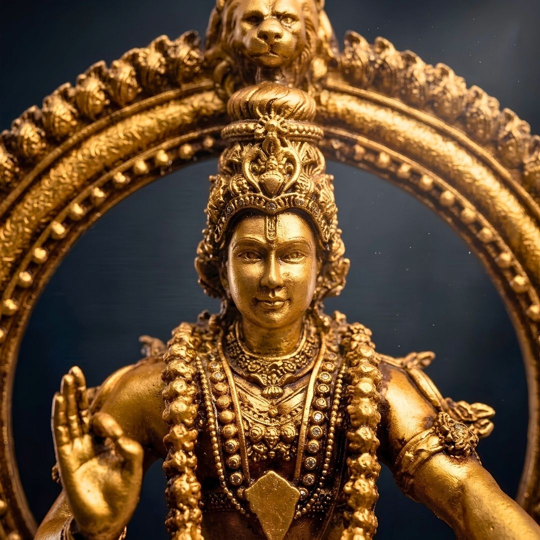Golden Lord Ayyappa Idol – The Warrior Yogi Statue