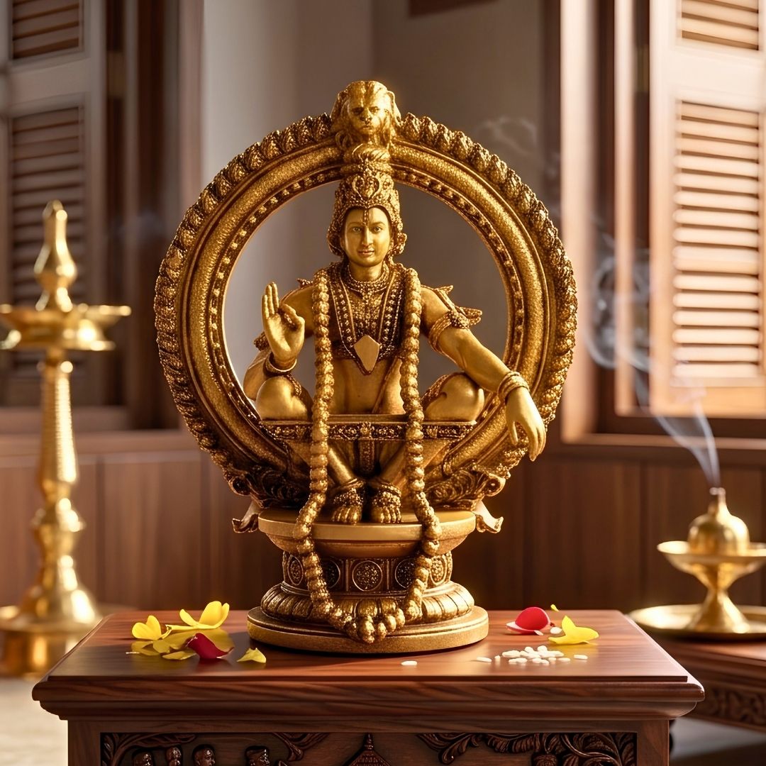 Golden Lord Ayyappa Idol – The Warrior Yogi Statue
