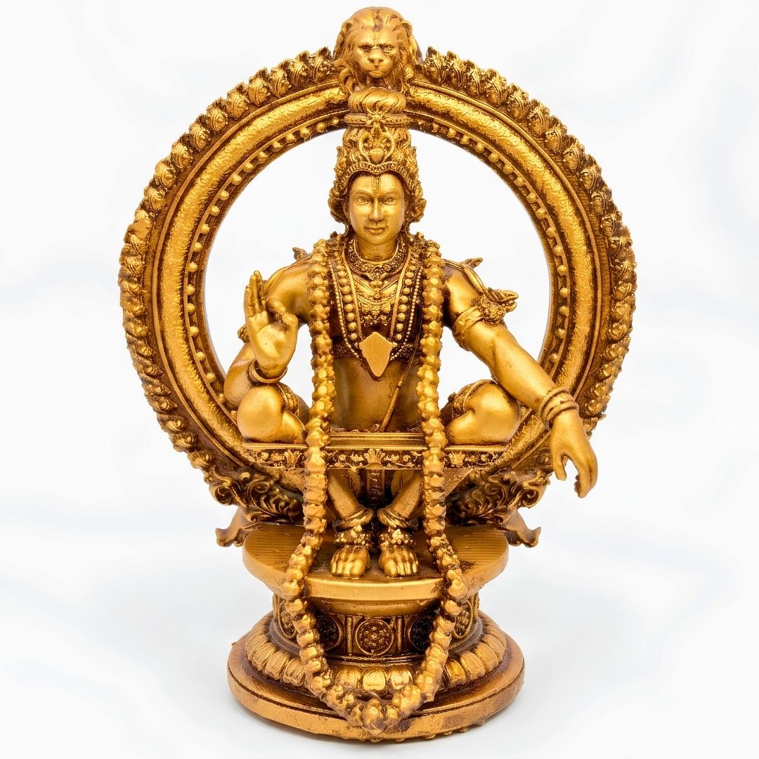 Golden Lord Ayyappa Idol – The Warrior Yogi Statue