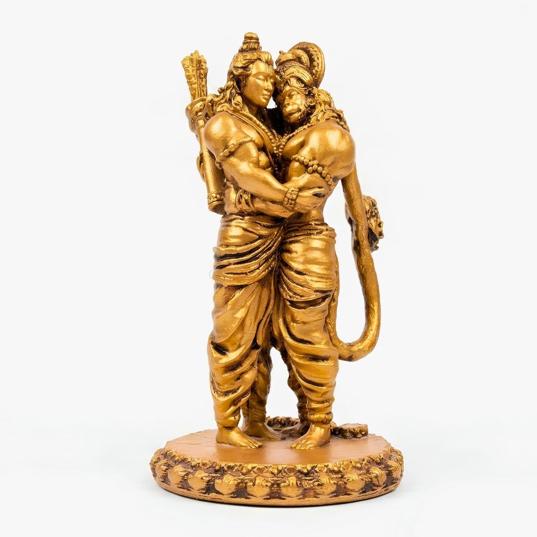 Golden Shri Ram & Hanuman Ji Milan Idol – Divine Union of Devotion