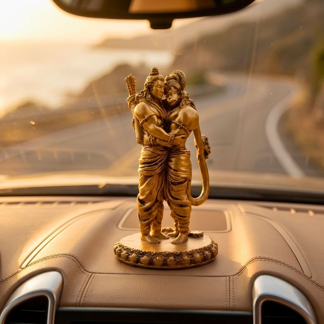 Golden Shri Ram & Hanuman Ji Milan Idol – Divine Union of Devotion