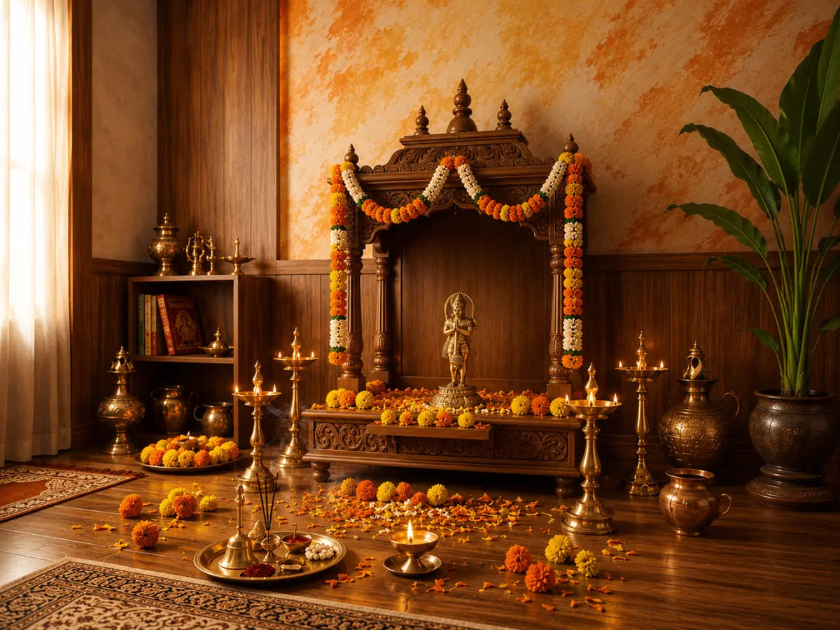 Sacred Hanuman idols and puja essentials